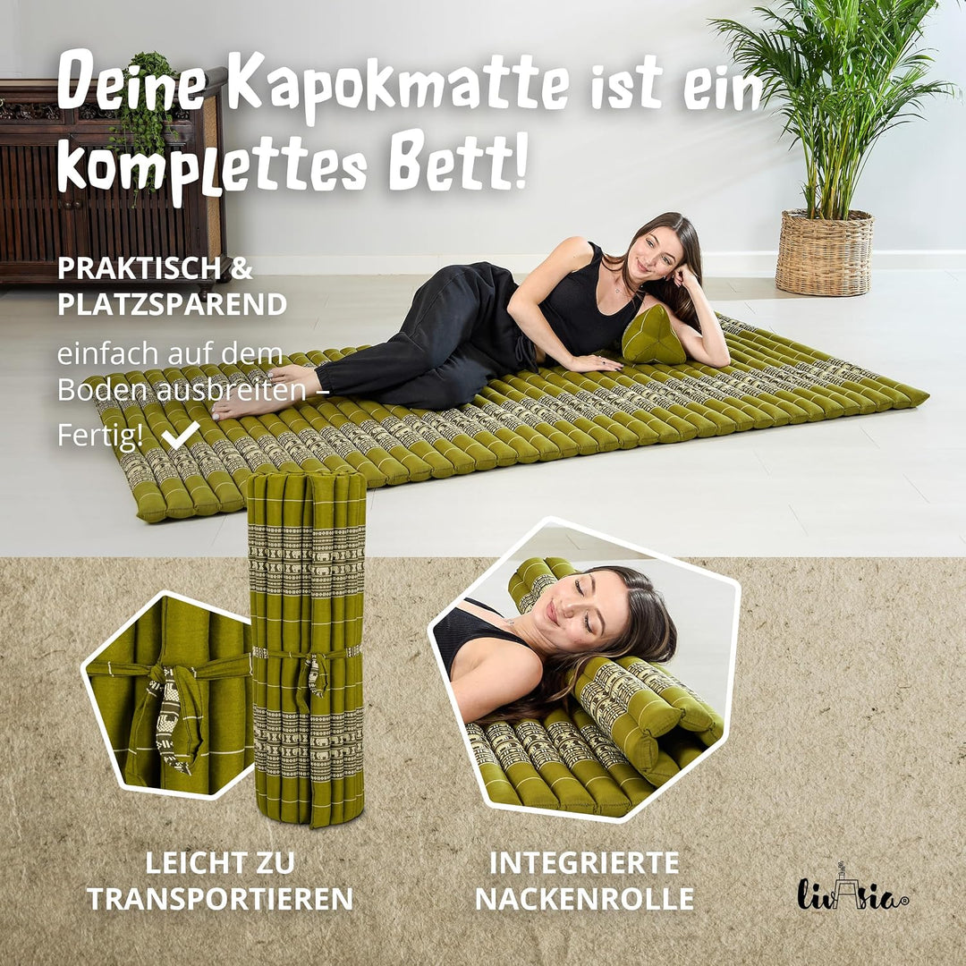 livasia Rollmatte Rollmatratze L-200x110x4,5cm, Gästebett Gästematratze 1 Person, Reisebett Kofferra