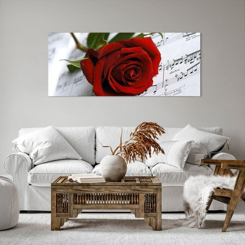 Wandbilder Dekoration Wohnzimmer Musik Rose Dekoration romantisch Panorama Bilder auf Leinwand 120x5