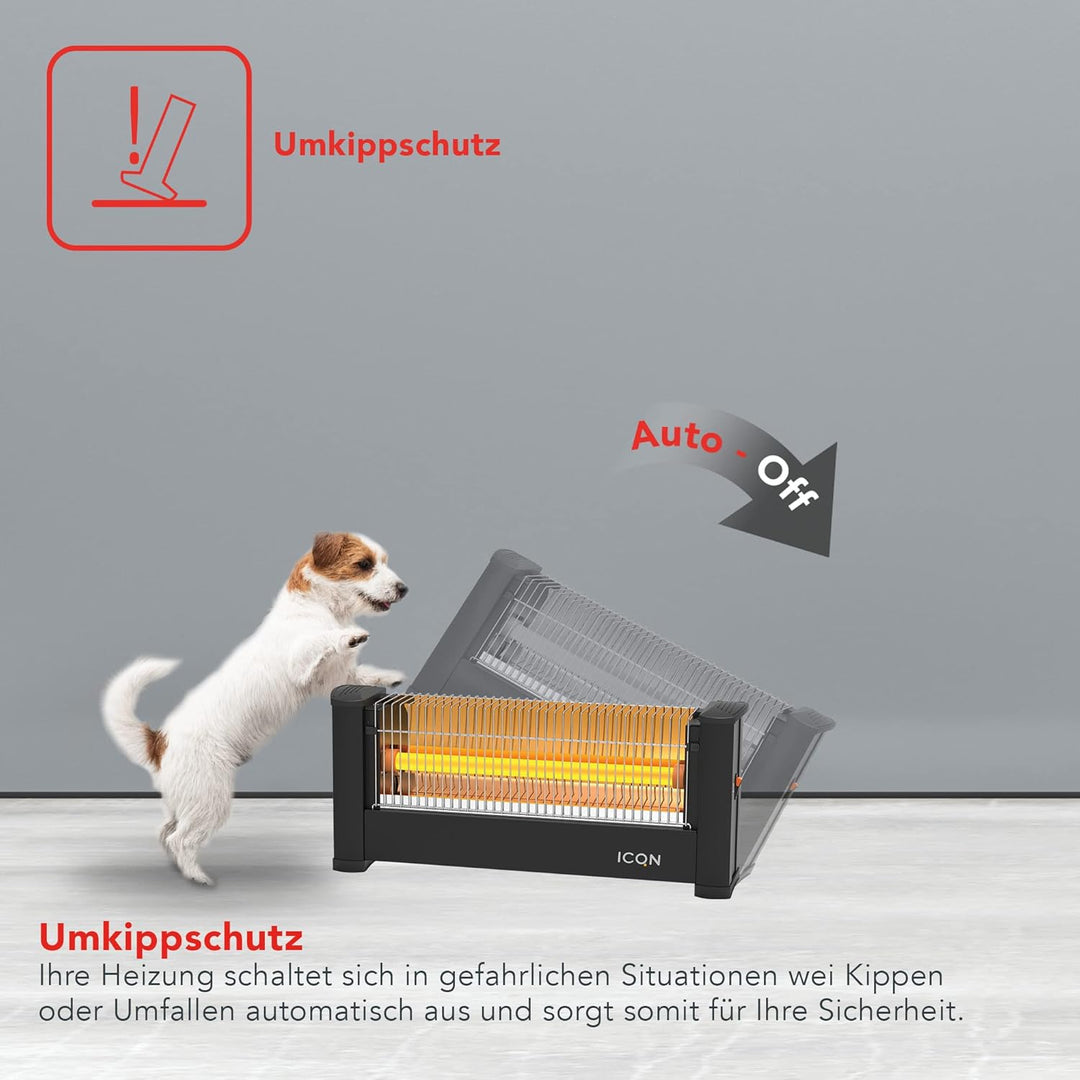 ICQN Infrarot Standheizstrahler, Für Räume bis 9m², 900 W, IP20, Elektroheizung, 135 Zentimeter Kabe