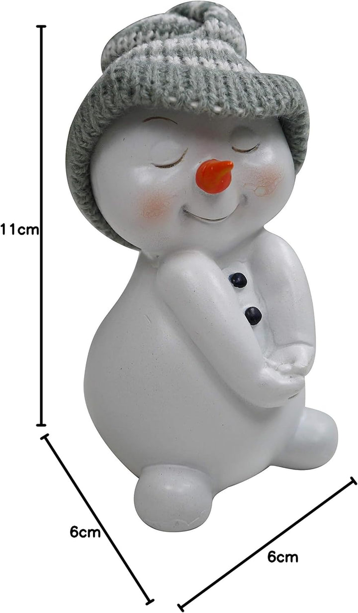 khevga Weihnachtsdeko Deko-Figuren Schneemann im 4er Masse ca. 6x6x11 cm Grau, Grau