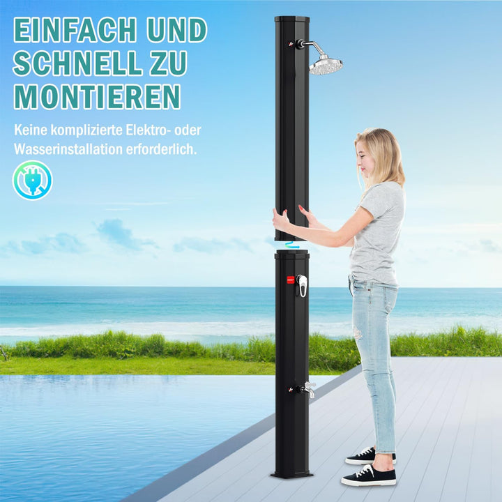 Randaco Solardusche 35L Solar Gartendusche warmes Wasser Bis Zu 60°C Ohne Stromanschluss Pooldusche
