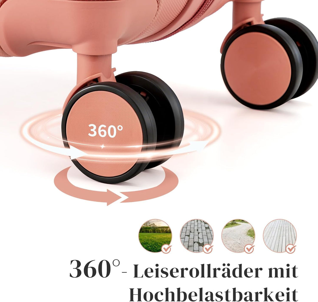 LEADZM Kofferset 3 teilig Hartschale mit verstärkten Ecken (Roségold) | Reisekoffer mit Rollen Gross