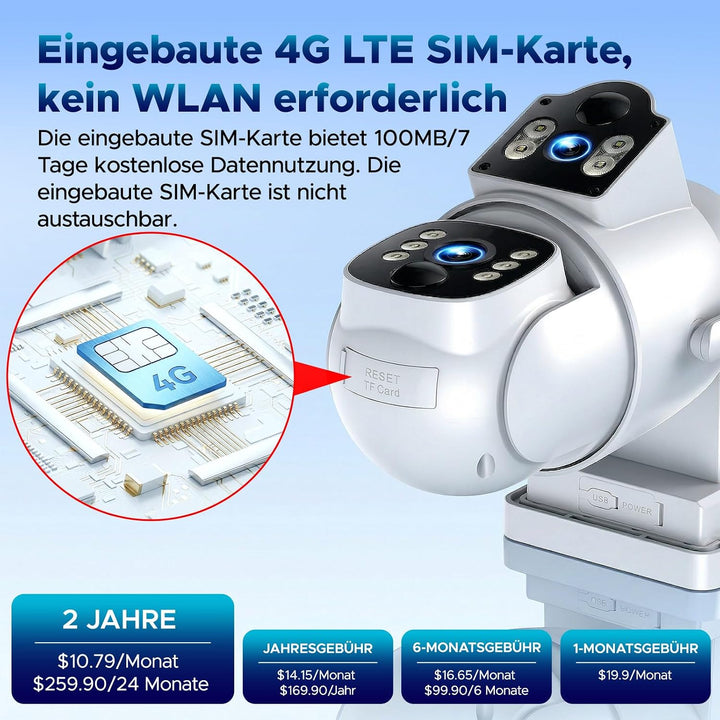 VOOPEAK 4G LTE Überwachungskamera Aussen Solar, Dual-Objektiv 360° PTZ 1 piece, 1 piece