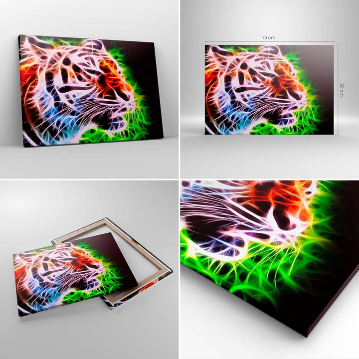 Bilder auf Leinwand Afrika aggression tiere tiger Leinwandbild 70x50cm Wandbilder Dekoration Wohnzim