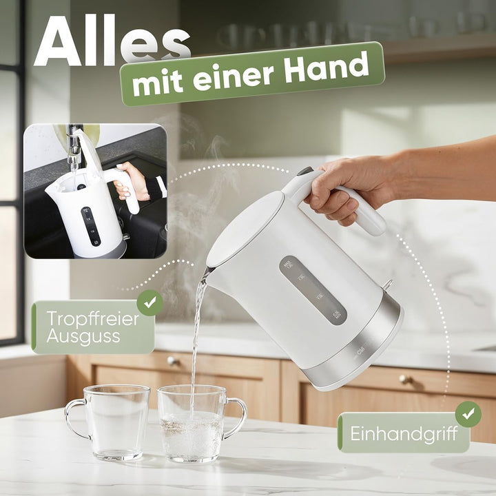 Clatronic® Wasserkocher 1,8L | 2200W für schnelles Erhitzen | BPA frei | Einhandbedienung | Wasserst