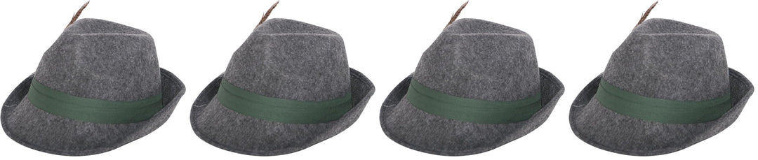 Folat Tiroler Wolle Hat mit Feder (One Size), Grau Einheitsgrösse (Packung mit 2), Einheitsgrösse (P