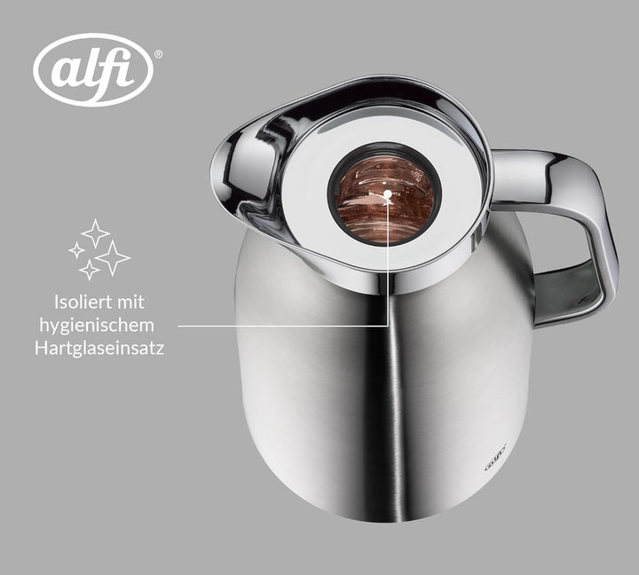 SKYLINE1,0l,stainless steel mat,Edelstahl-Isolierkanne mit hygienischem Hartglaseinsatz,Drehverschlu