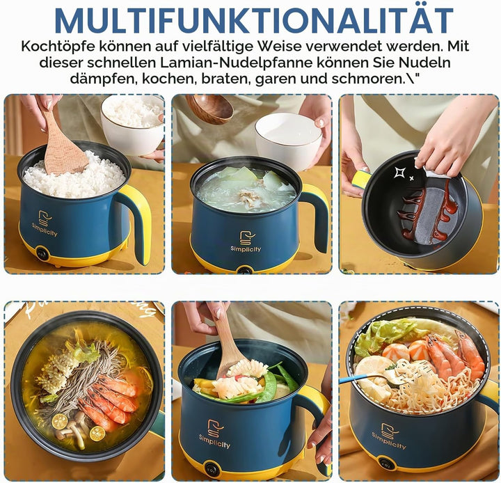 Elektrischer Hot Pot Mit Dampfgarer, Elektrische Hot Pot 1.8 L, Tragbare Mini Antihaft Multikocher,