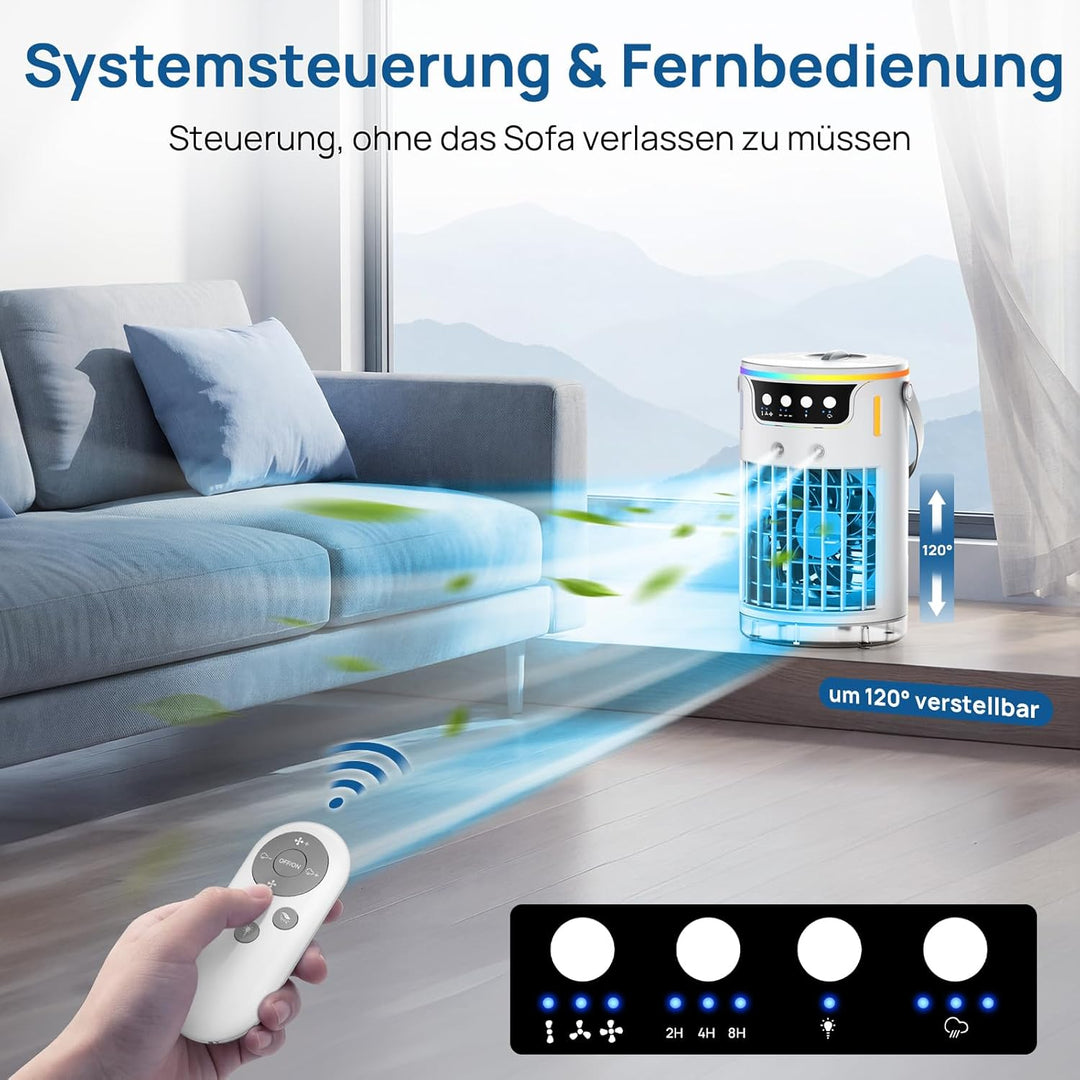 Mobile Klimaanlage, USB 4 In1 Mobile Klimagerät mit 3 Stufe Eis-Kühlnebel, Für Büro Zimmer und Schre