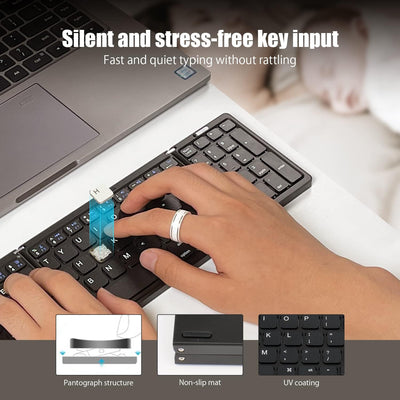 Sikai Faltbare Bluetooth-Tastatur mit Nummernblock QWERTY-Layout,Mini-Tablet/Handy/Laptop-Tastatur,