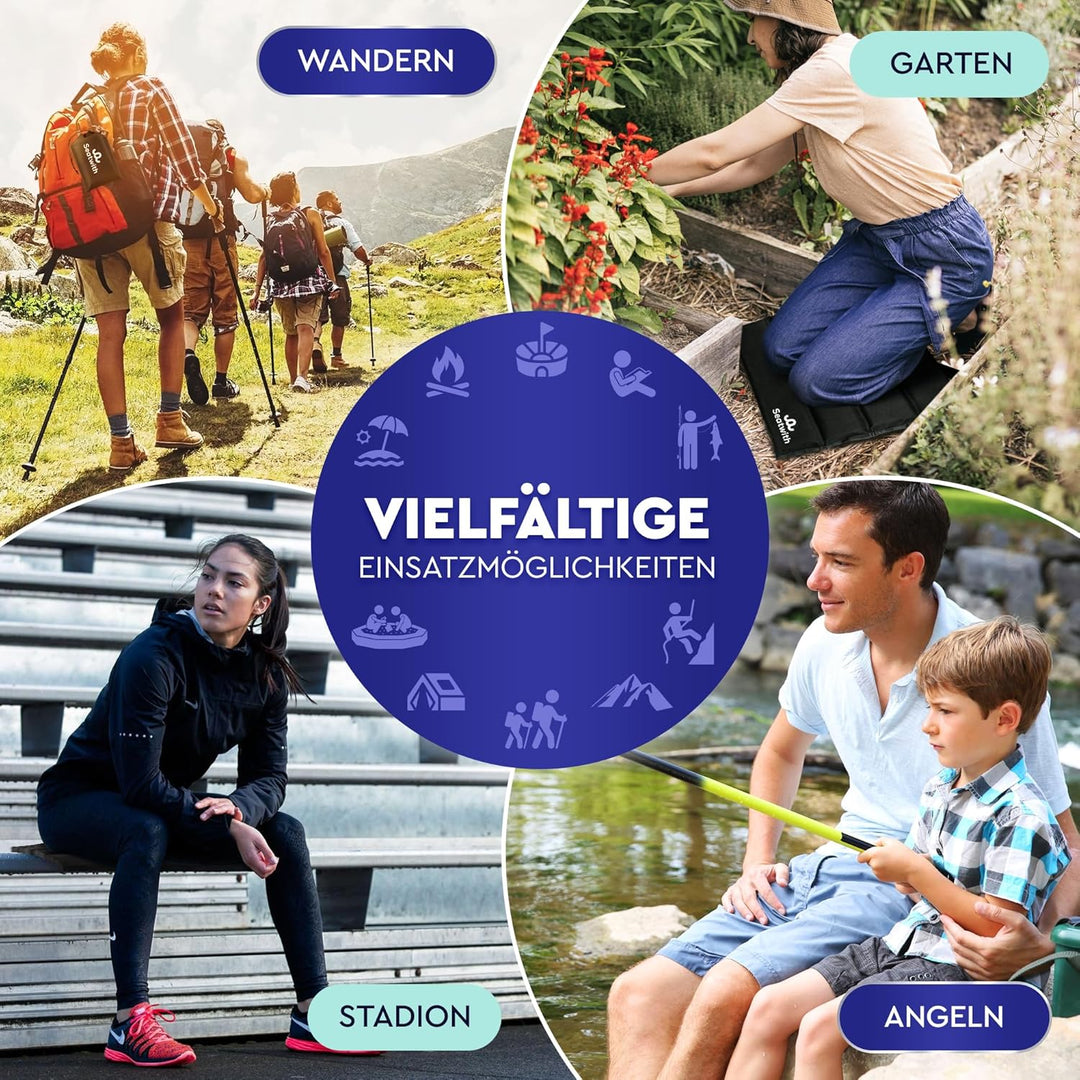 Seatwith Foldable iso seat Cushion Outdoor Sitzmatte (2 Stück) Schwarz, Outdoor Sitzmatte (2 Stück)