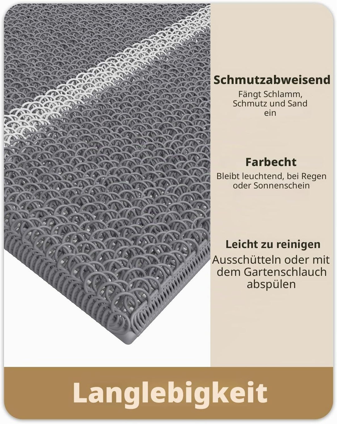 Color G Fussmatte Aussen Innen 120 x 180 cm, Grosse Schmutzfangmatte Aussen rutschfest Wetterfest, F
