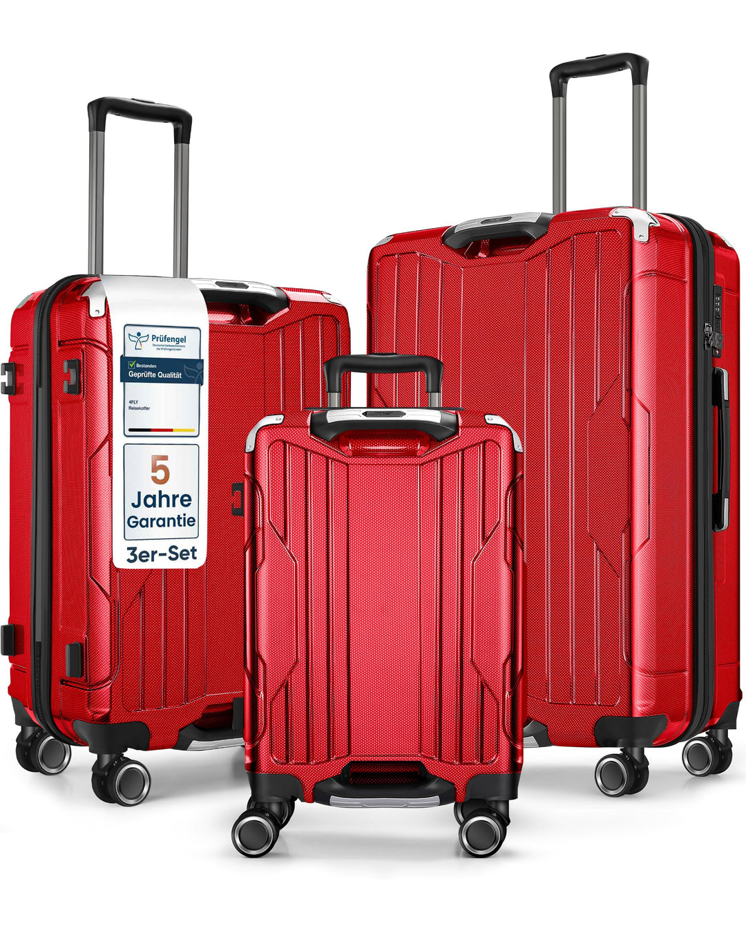 Aluminium-Rahmen Hartschalen-Reisekoffer Set 3-teilig Ultraleicht (M/L/XL) – TSA-Schloss, 4 Spinner-