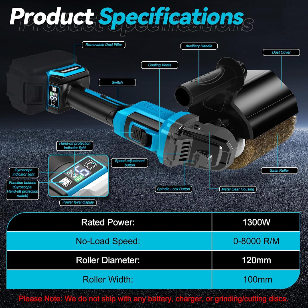 Akku-Bürstenschleifer Kompatibel mit Makita 18V, 8000RPM, Bürstenlos 800W Verbessert Satiniermaschin