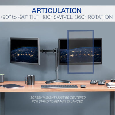 VIVO Dual Monitor Artikulierender Schreibtischständer für 2 Bildschirme bis 27-Zoll, Schwarz Modern,