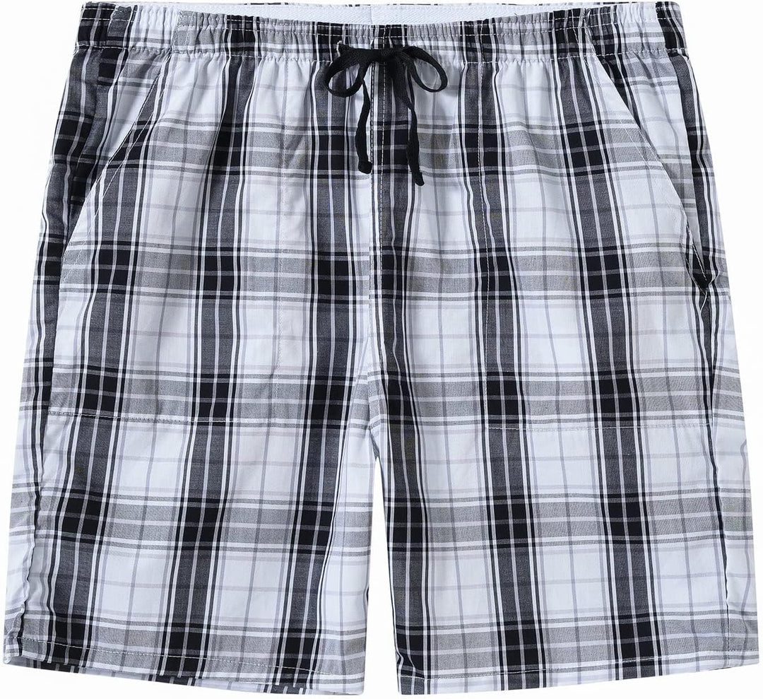 MoFiz Schlafshorts Jungen Baumwolle Kurz Pyjamahose Schlafanzug Karierte Hose Loungewear Nachtwäsche