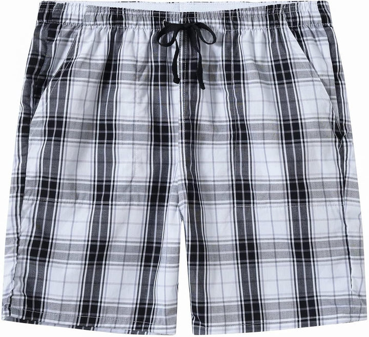 MoFiz Schlafshorts Jungen Baumwolle Kurz Pyjamahose Schlafanzug Karierte Hose Loungewear Nachtwäsche