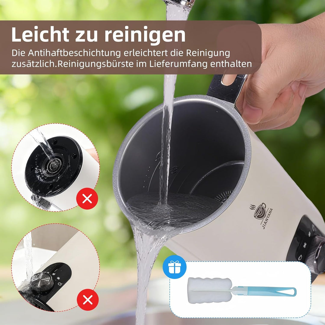 JIANYANA Elektrischer Milchaufschäumer 5-in-1,350ml Edelstahl Milchschäumer Heiss & Kalt mit,Leise,F