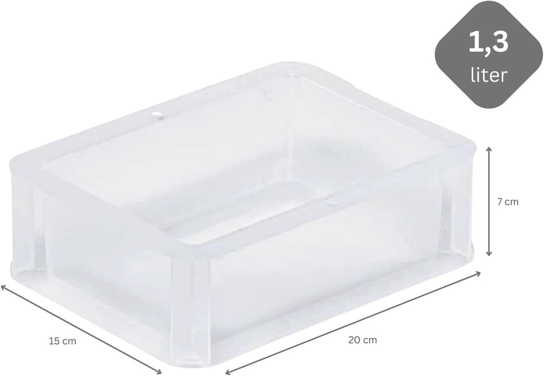 PROREGAL SuperSparSet 5x Transparenter Eurobehälter BasicLine mit geschlossenem Griff | HxBxT 7x15x2