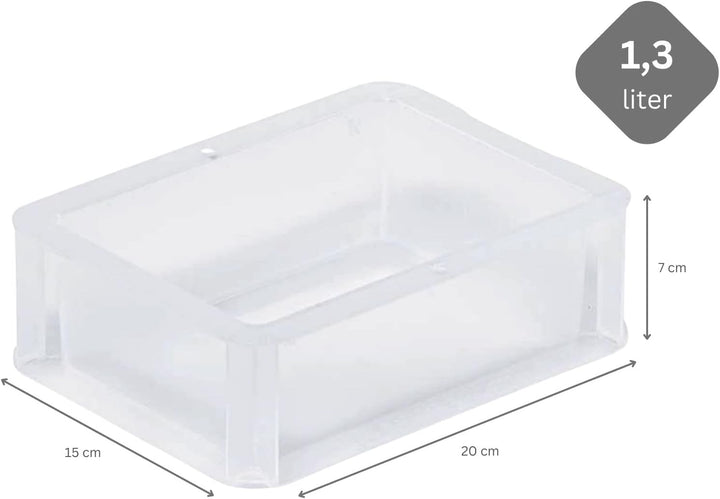 PROREGAL SuperSparSet 5x Transparenter Eurobehälter BasicLine mit geschlossenem Griff | HxBxT 7x15x2