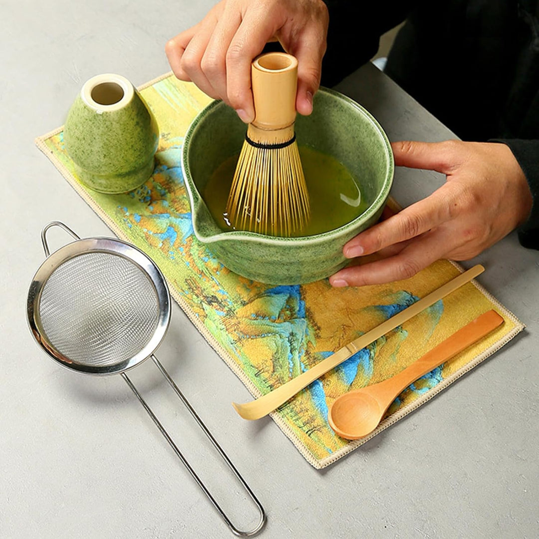 Matcha Set 7-teilig – Matcha Besen, Matcha Schale, Chasen, Löffel, Sieb, Besenhalter – Japanisches M
