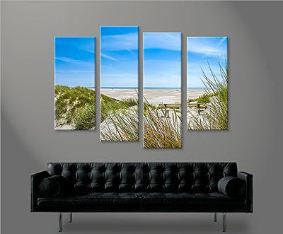 islandburner Bild Bilder auf Leinwand Nordsee Strand 4er XXL Poster Leinwandbild Wandbild Dekoartike