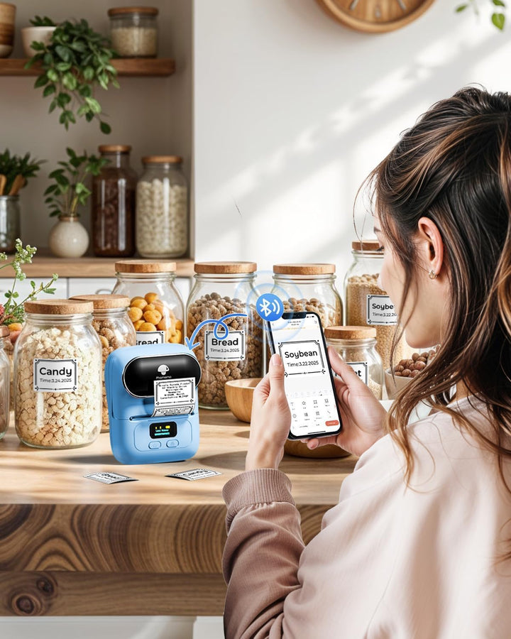 Phomemo M110 Bluetooth Etikettendrucker Barcode Etikettendrucker beschriftungsgerät Selbstklebend La