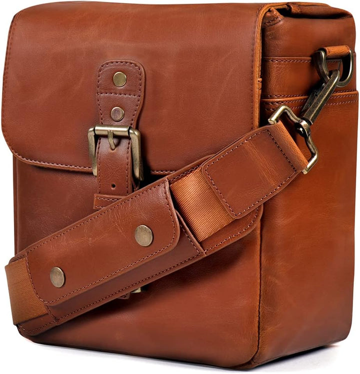 MegaGear MG1522 Kameratasche - Kuriertasche aus Leder für Spiegellose, Sofortbild - und DSLR Kameras