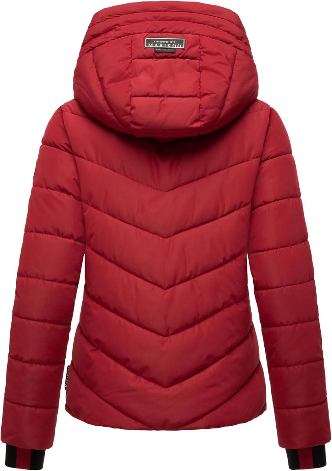 MARIKOO Damen Winterjacke warme Steppjacke mit abnehmbarer Kapuze Samuiaa XVI XS-3XL S Dark Red, S D