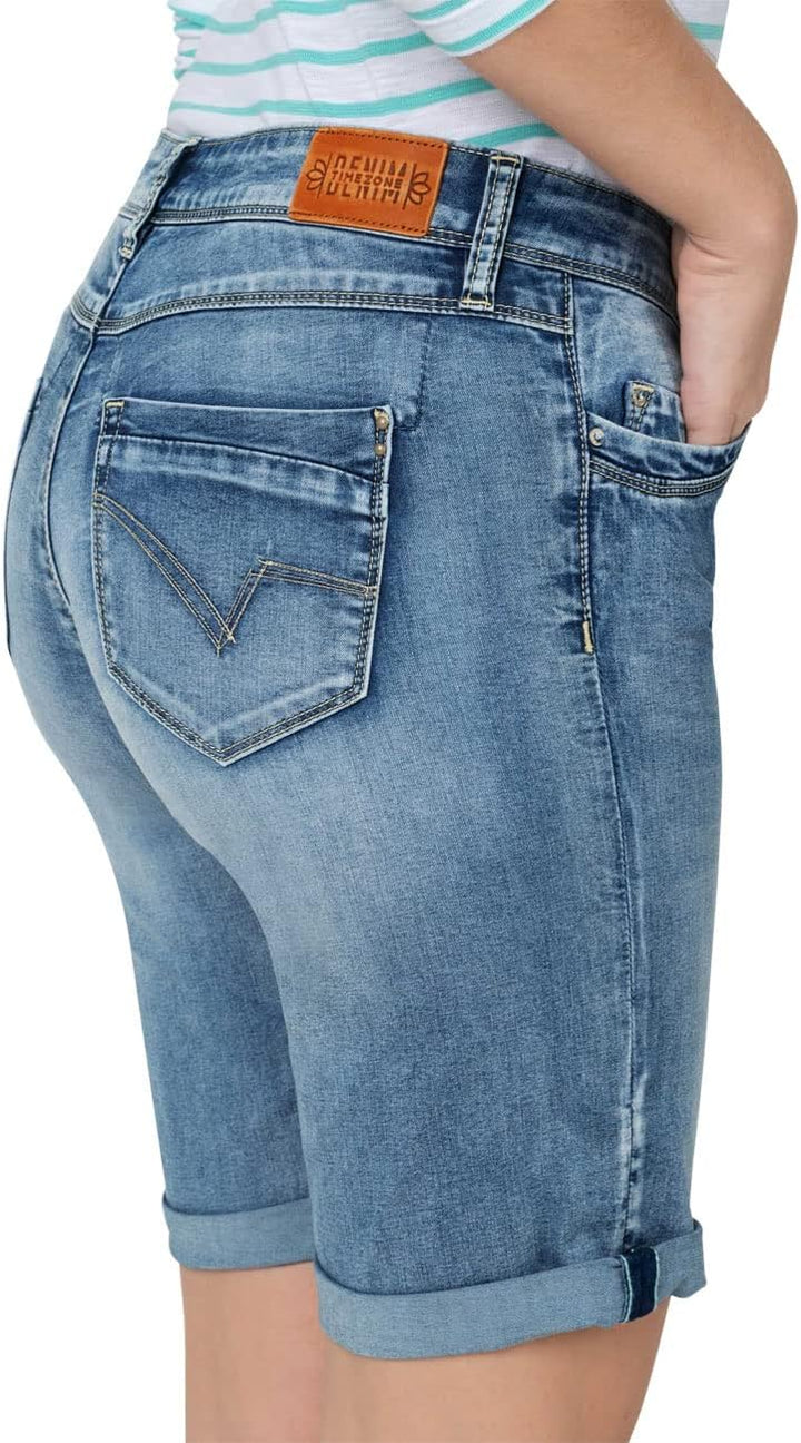 Timezone Damen Slim Nalitz Shorts 27 Fresh Indigo Wash, 27 Fresh Indigo Wash