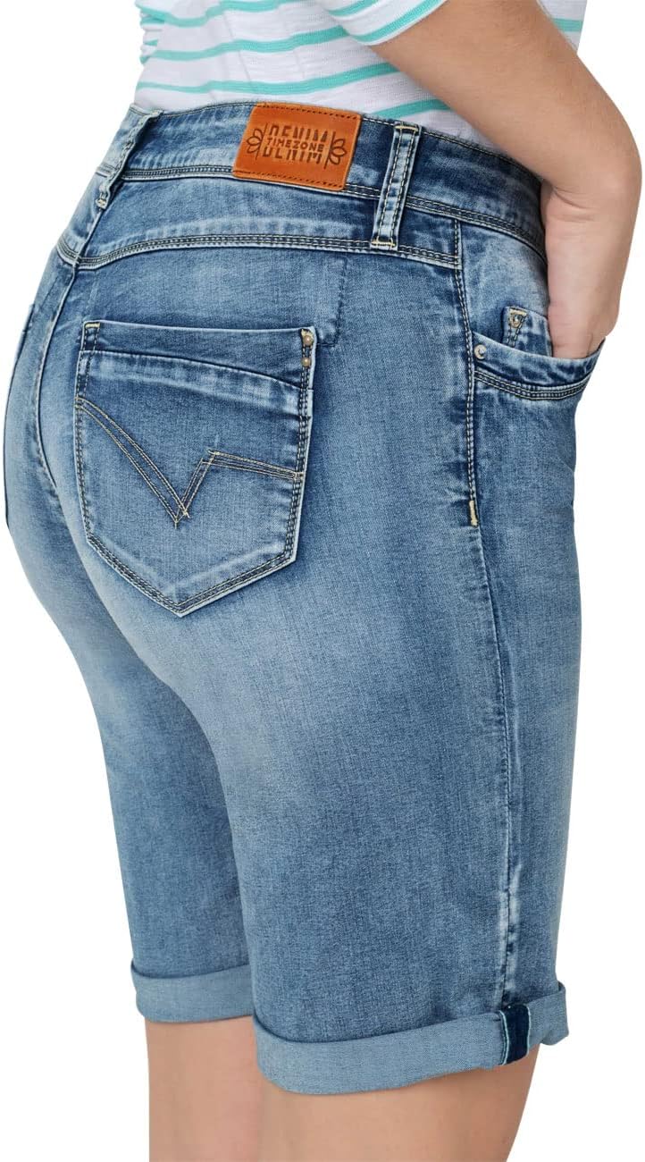 Timezone Damen Slim Nalitz Shorts 26W Fresh Indigo Wash, 26W Fresh Indigo Wash