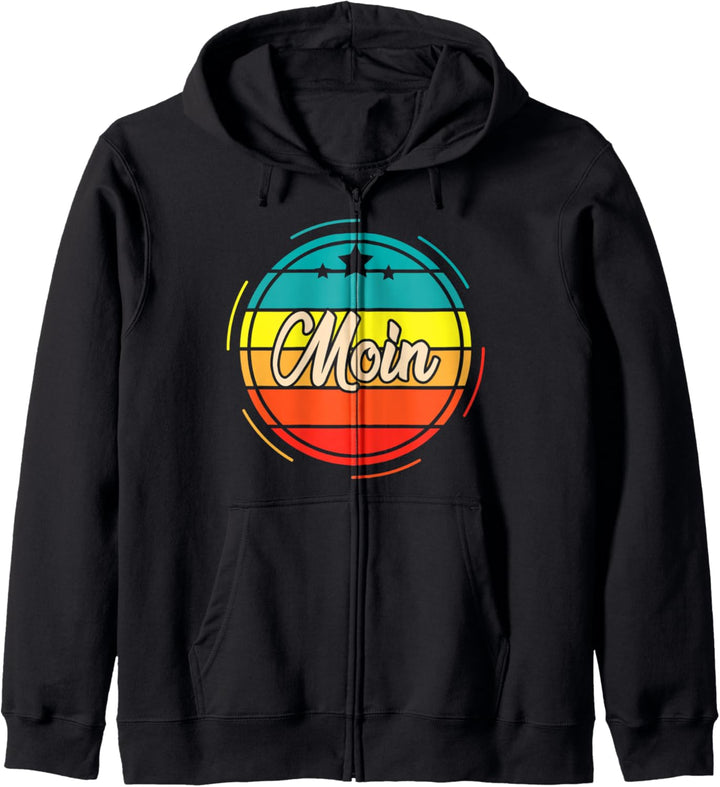 Retro Begrüssung Norddeutscher Moin Nordsee Ostsee Meer Kapuzenjacke