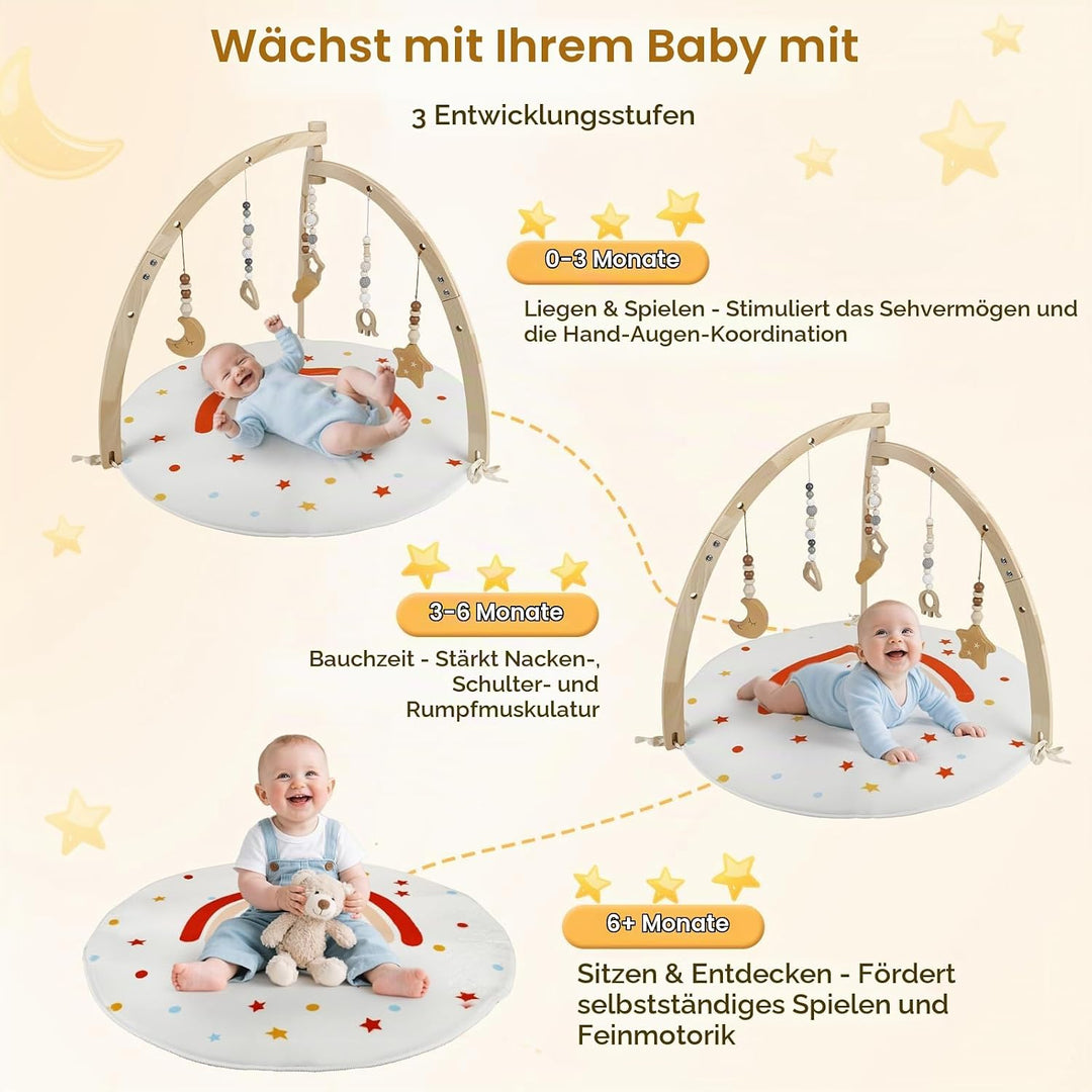 Spielbogen Baby Aus Holz,Geschenke Für Neugeborene,Babyparty Geschenk | Mit 6 Abnehmbaren Spielzeuge