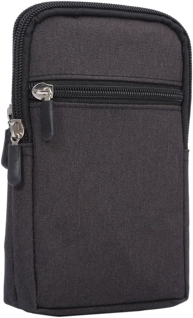 Universal Multi-Functional Vertical Stripes Pouch Bag Case Zipper Closing Carabiner for Sony Xperia