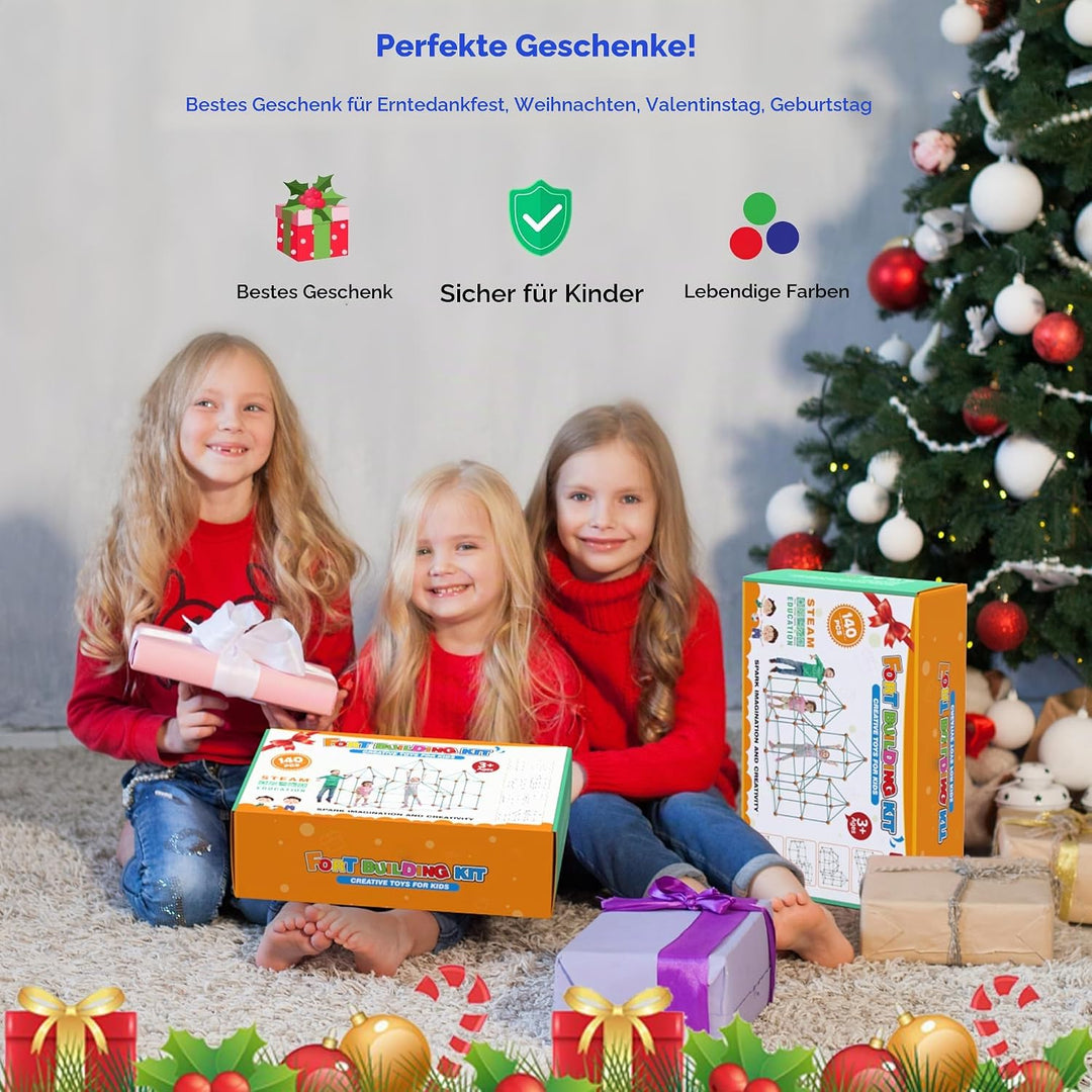 DIY Höhle Kinder Konstruktionsspielzeug, 140PCS Höhle Bauen Kinder Bauspielzeug, Spielzelt, Tunnel f