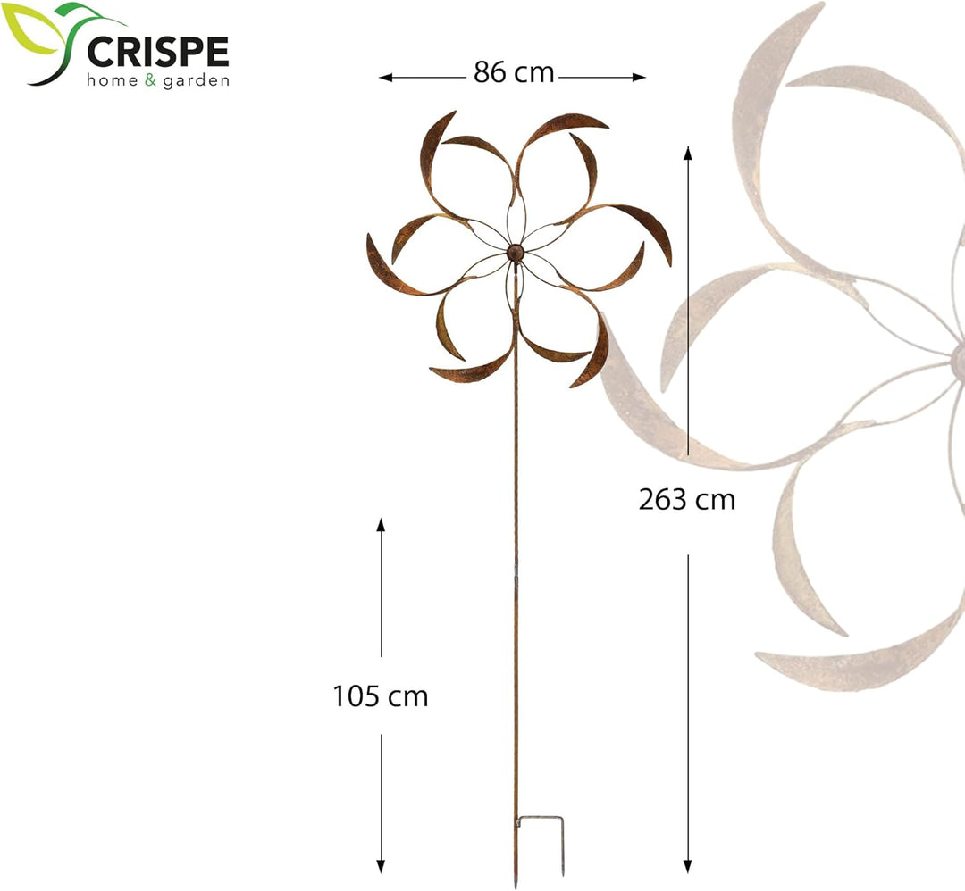 Grosses Metall Windrad 'Blume XXL' - massives Windspiel Windmühle für den Garten - wetterfest und st