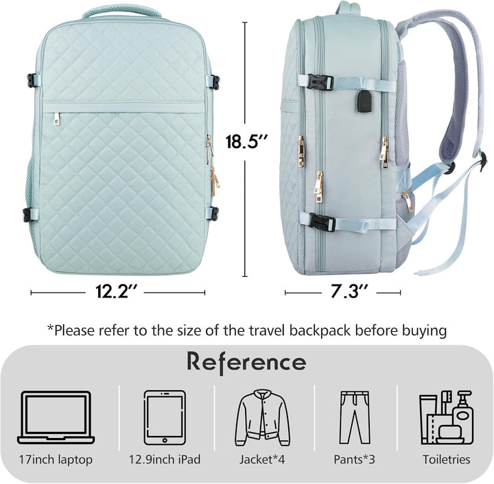 MOMUVO Grosser Reiserucksack für Damen, flugzugelassener Handgepäck-Rucksack, wasserabweisend, Diebs