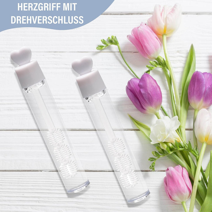 Seifenblasen Hochzeit Lovegläschen 96 Stück weiss | 3 Pustelöcher mit Herzgriff | Mini Wedding Bubbl
