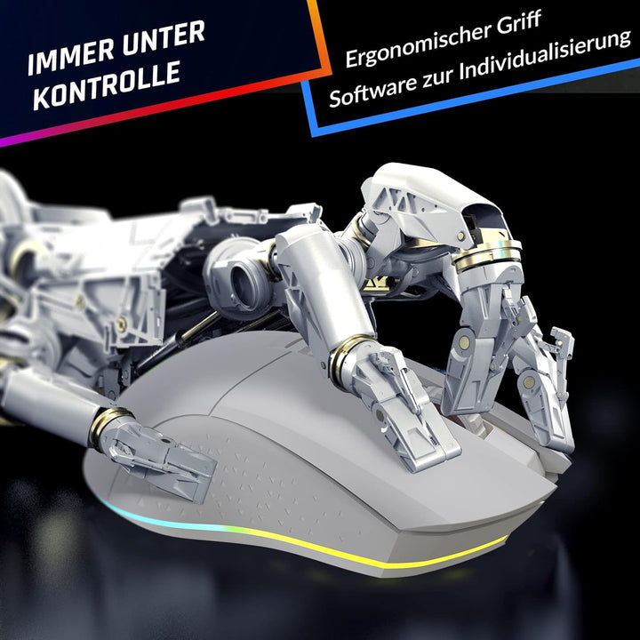 KLIM Blaze - Wiederaufladbare kabellose RGB Gaming Maus - NEU - Hochpräziser Sensor mit Langer Akkud