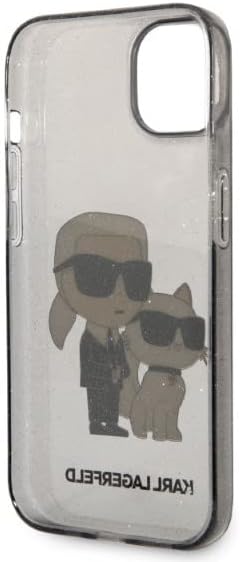 Karl Lagerfeld KLHCP14MHNKCTGK Hülle für iPhone 14 Plus 6,7" Schwarz hardcase Gliter Karl&Choupette