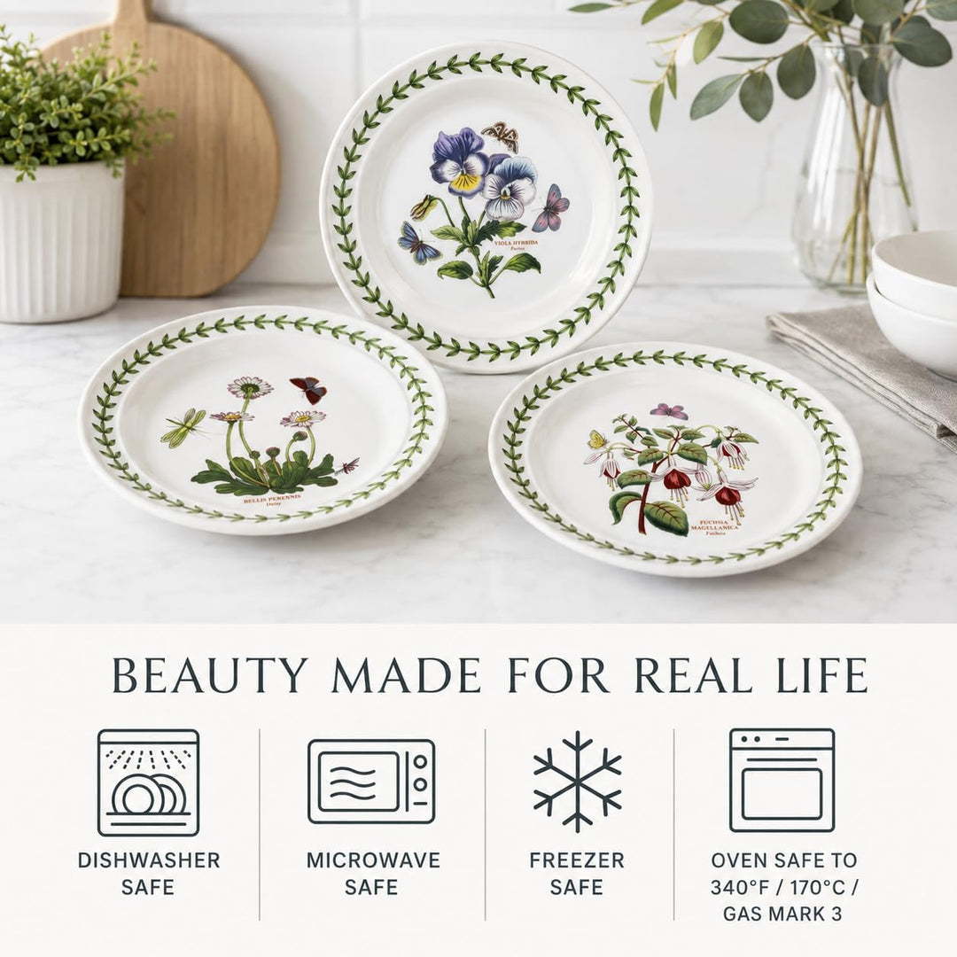 Portmeirion Home &amp; Gifts BG05082 Botanic Garden Beilagenteller, 16,5 cm, 6 Stück, Weiss