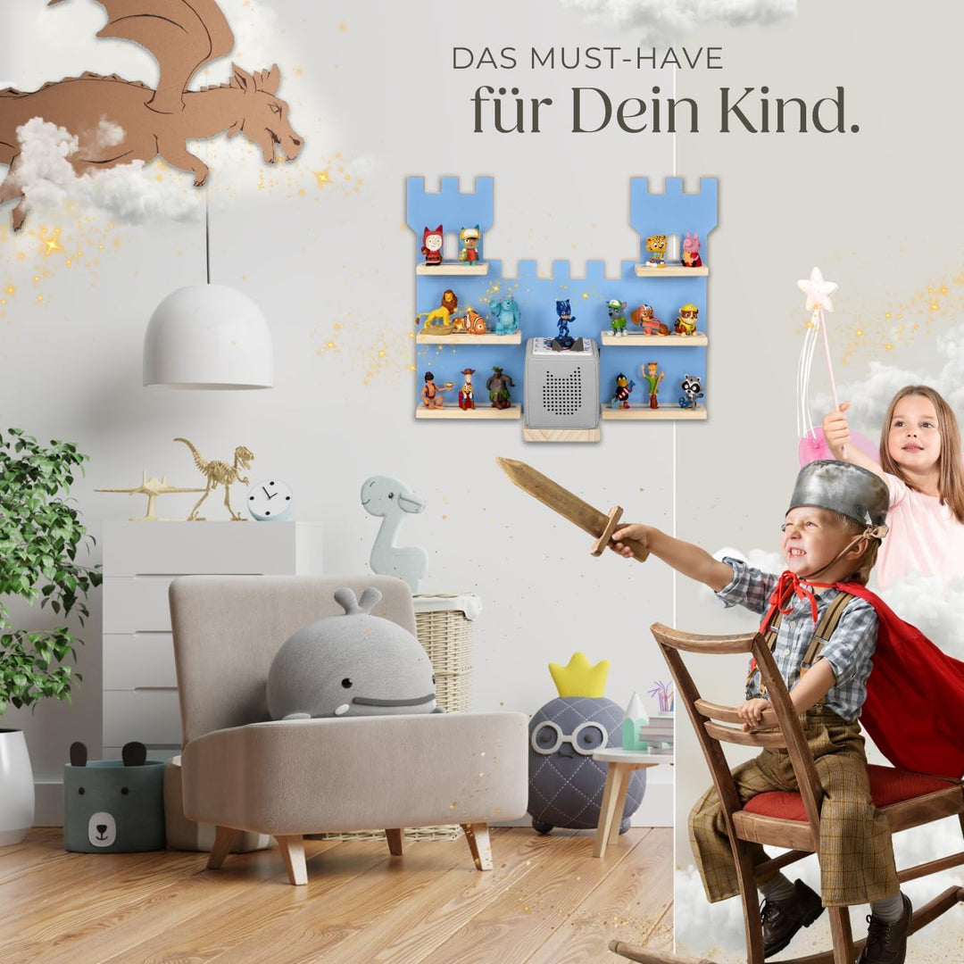 tectake® Holz Regal mit Magnetstreifen für Wand Montage, Tonieregal, Wandregal für&