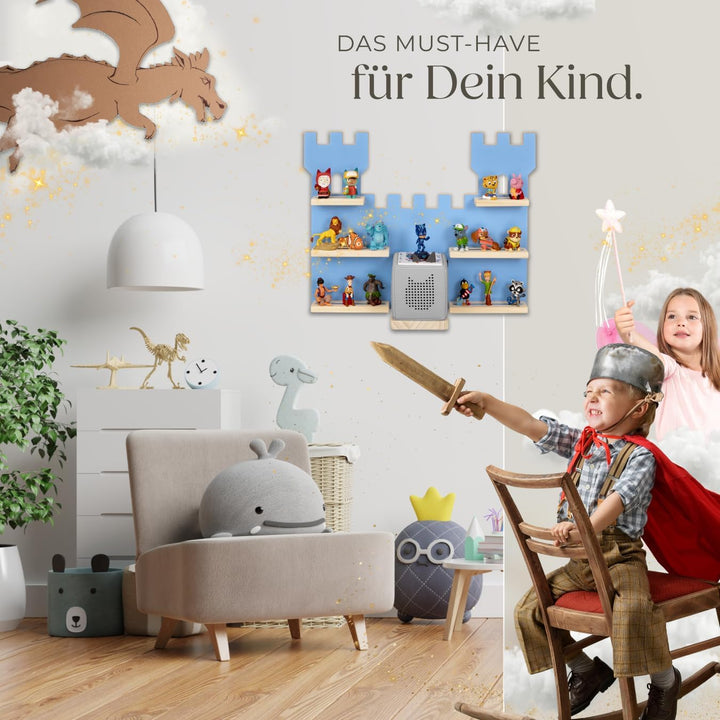 tectake® Holz Regal mit Magnetstreifen für Wand Montage, Tonieregal, Wandregal für&
