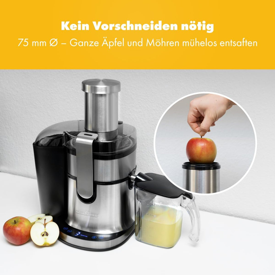 Profi Cook Entsafter PC-AE 1156 Automatik-Saftpresse mit hochwertigem Edelstahl-Gehäuse, 1 Liter Saf
