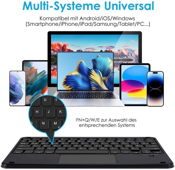 LAMA Kabellose Bluetooth Tastatur mit Touchpad, wiederaufladbare Ultra-dünn Universal Tablet Tastatu