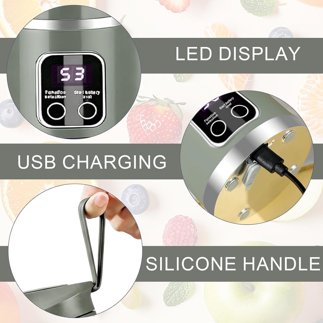 Tragbarer Mixer Smoothie Maker To Go, 450 ml Portable Blender, Mini-Standmixer mit 12 Klingen und LE