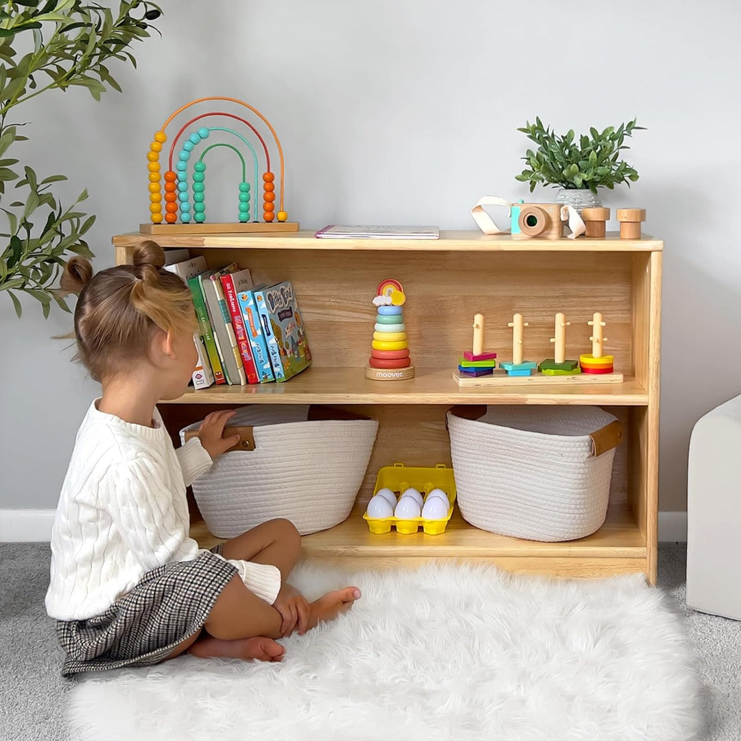 OOOK Gummiholz Spielzeugschrank, Kinderregal Spielzeug Organizer, Aufbewahrungsschrank Bücherregal f