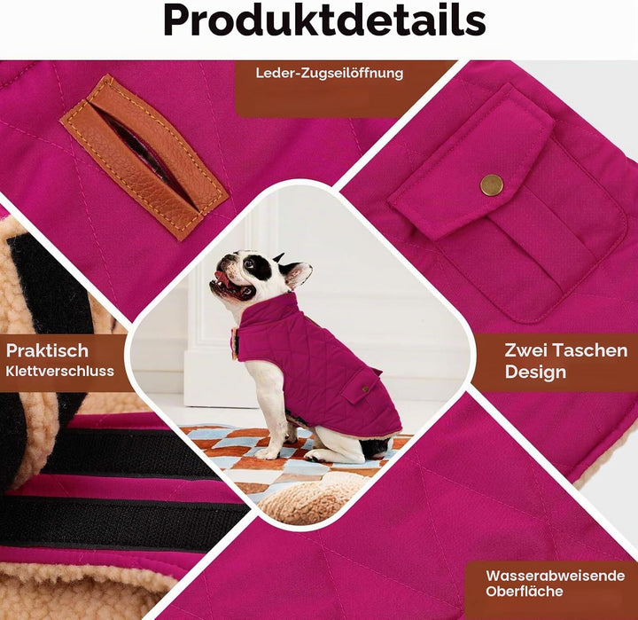 Wintermantel Hundemantel, Warme Winterjacken mit Fleece für Hunde,Hundejacke Hundekleidung Hundepull