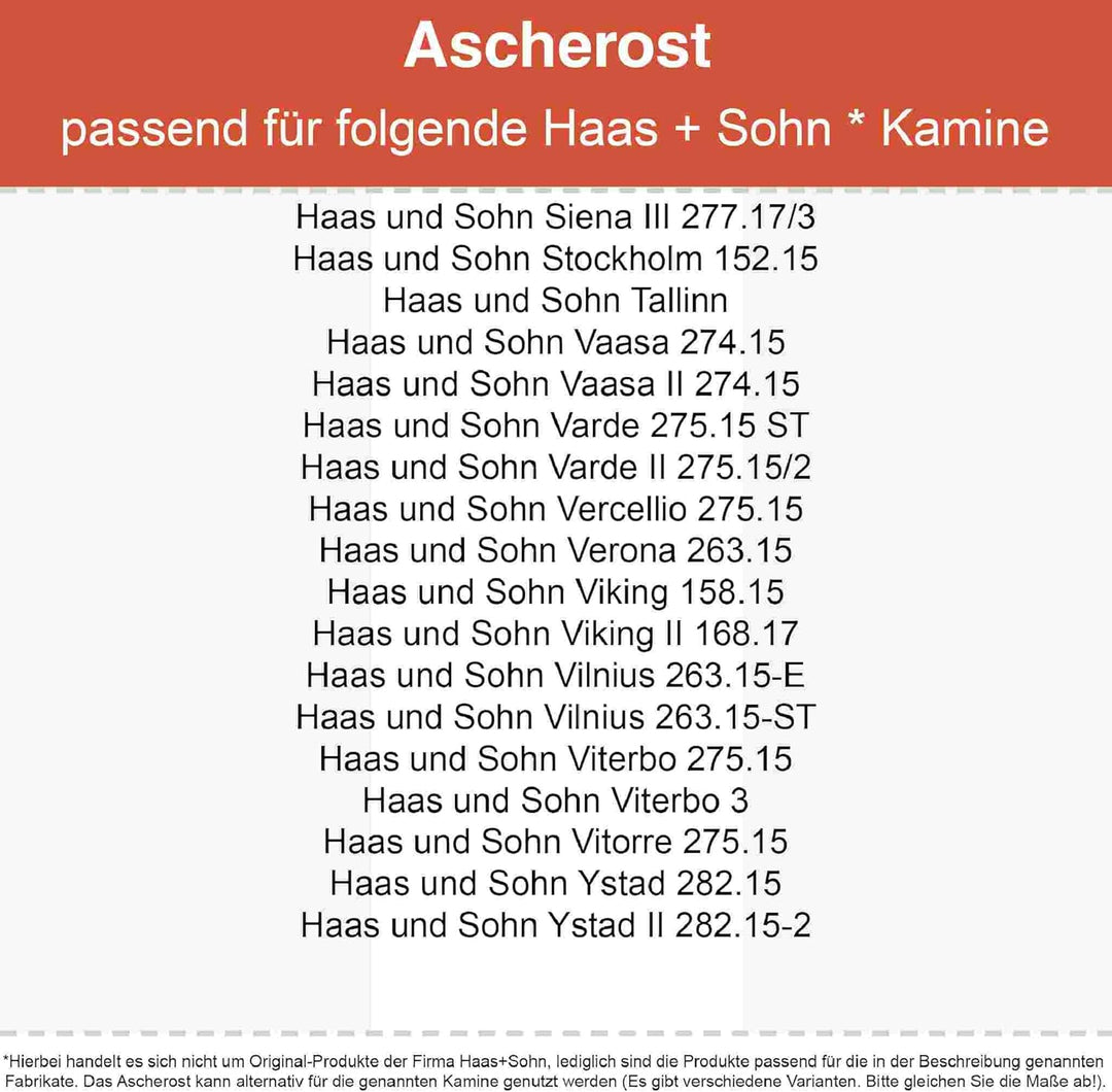 Kaminrost - Passend für Haas+Sohn Kaminöfen inkl. Modellübersicht - Ascherost Kamin aus massivem Sta