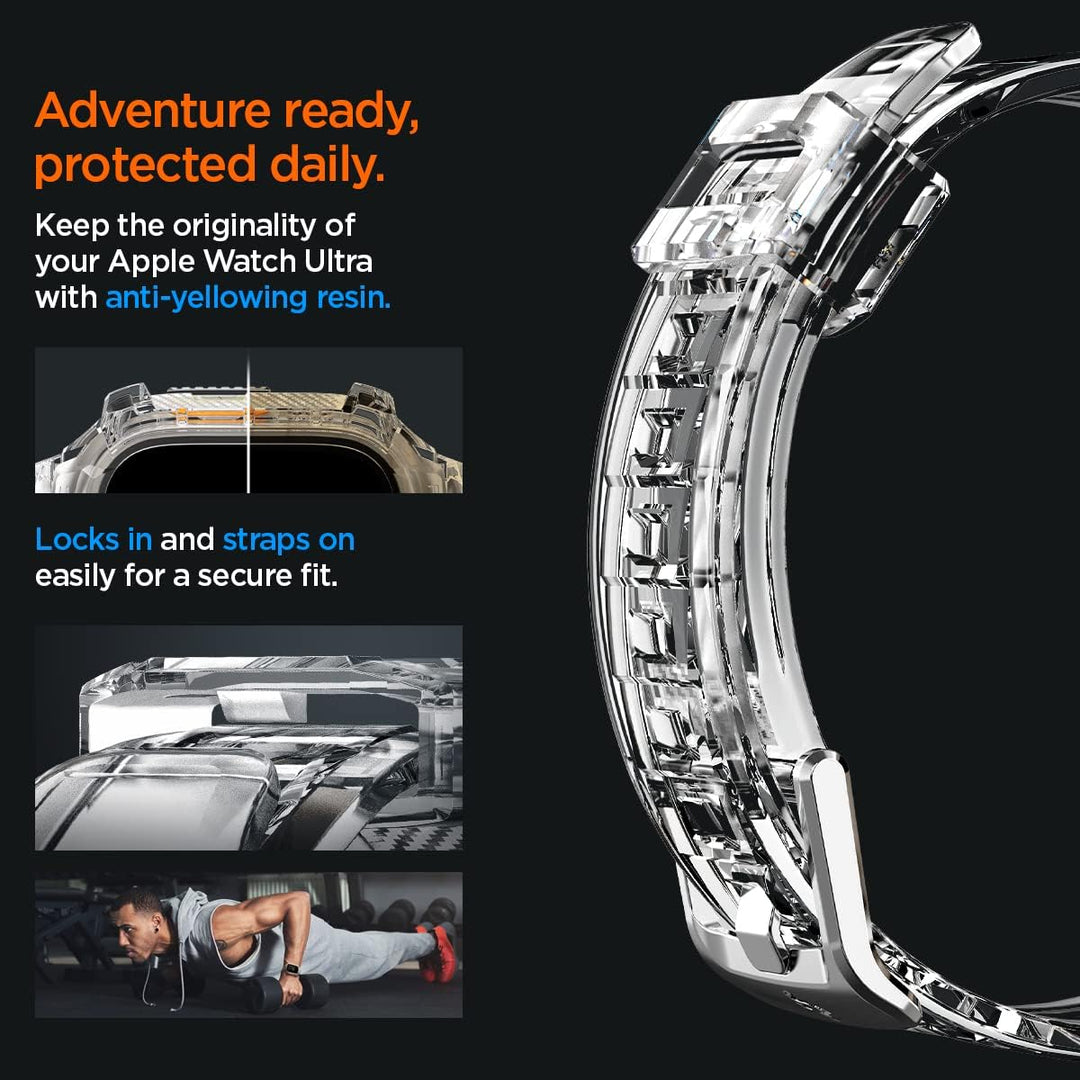 Spigen Rugged Armor Pro Hülle mit Band für Apple Watch Ultra 3/2/1 49mm | TPU-Unibody-Hülle mit Armb